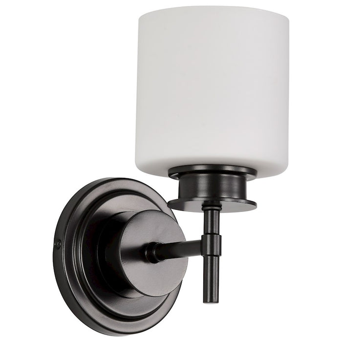 Nuvo Lighting Warren 1 Light 5" Vanity, Gun Metal/Satin White Glass - 60-8031