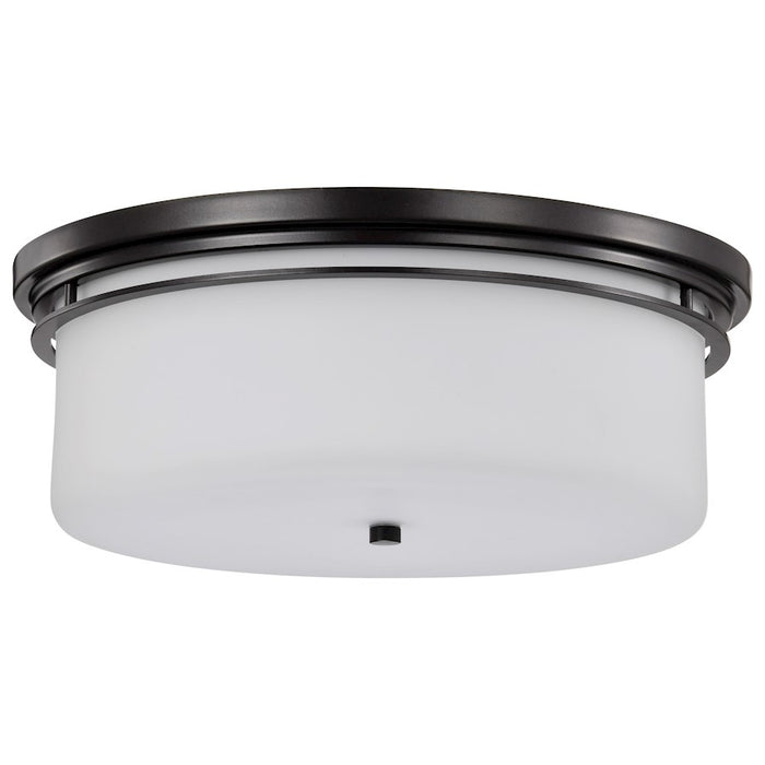 Nuvo Lighting Warren 15" Flush Mount, Gun Metal/Satin White Glass - 60-8034