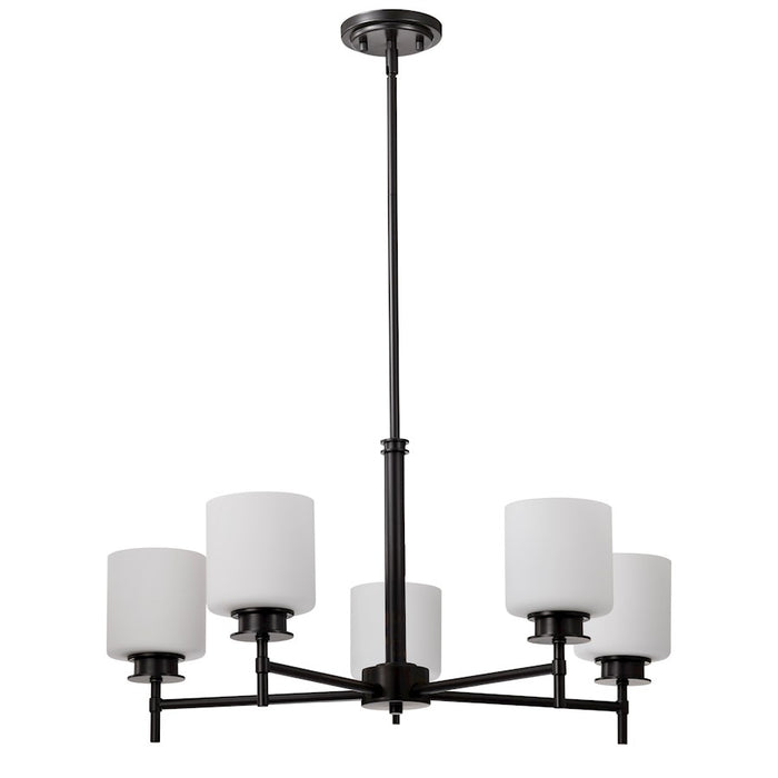 Nuvo Lighting Warren 28" 5 Light Chandelier, Gun Metal/Satin White - 60-8038