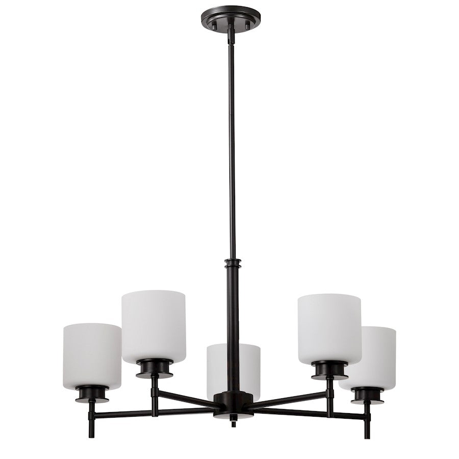 Nuvo Lighting Warren 28" 5 Light Chandelier, Gun Metal/Satin White - 60-8038