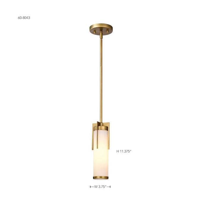 Nuvo Lighting Roselle 4" Mini Pendant, Natural Brass/White Glass