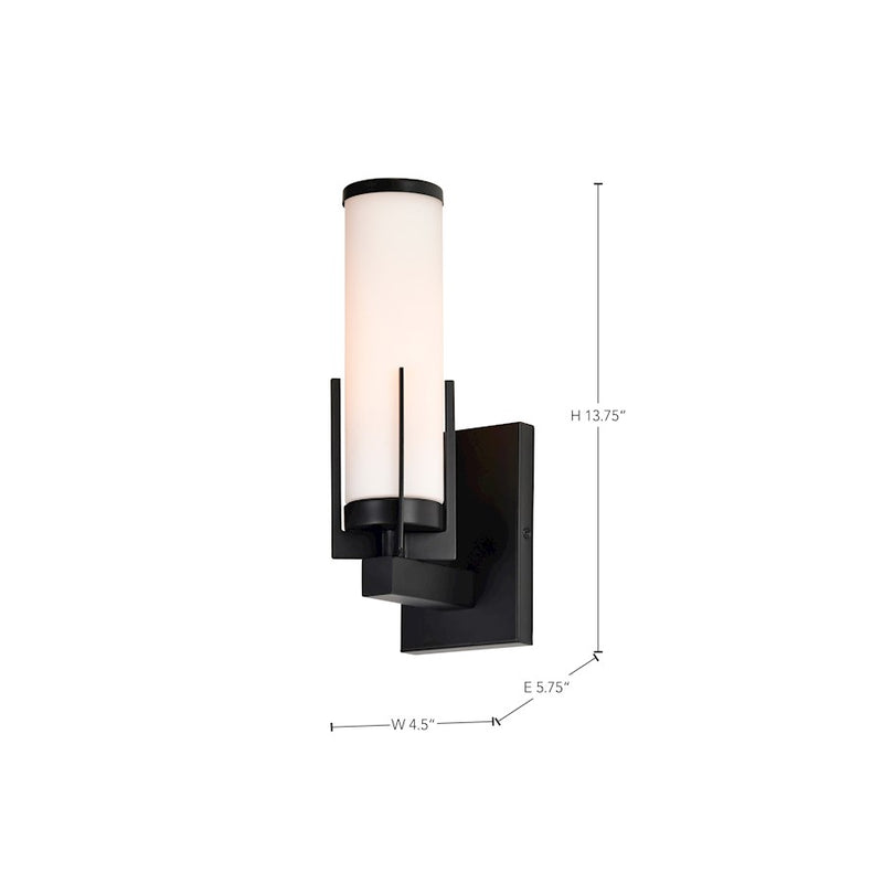 Nuvo Lighting Roselle 1 Light 4.5" Vanity, Matte Black/White Glass