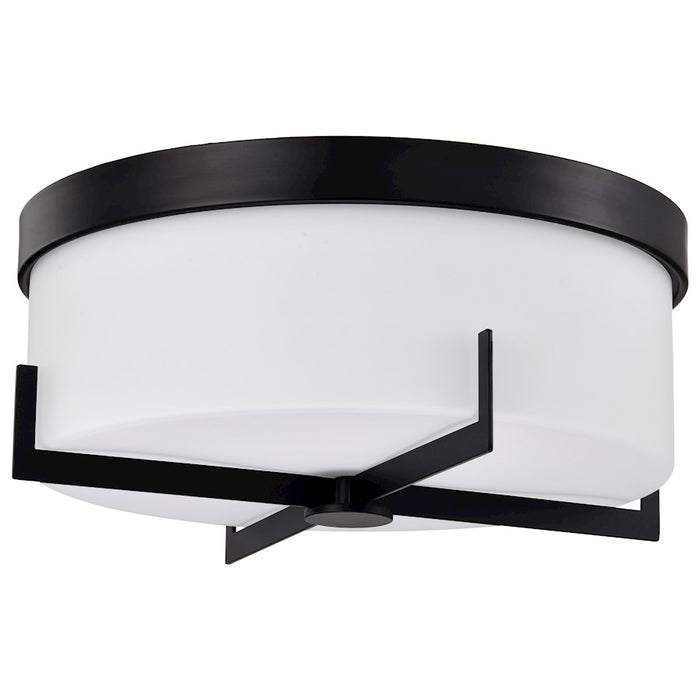 Nuvo Lighting Roselle 15" Flush Mount, Matte Black/White Glass - 60-8054