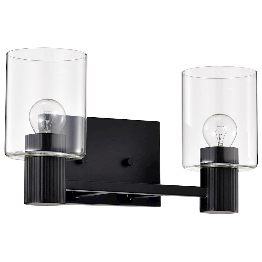 Nuvo Lighting Clarksville 2 Light 14" Vanity, Matte Black/Clear Glass - 60-8062