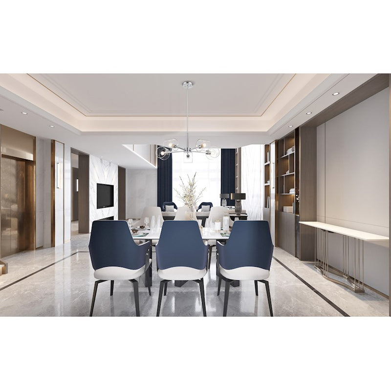 Nuvo Lighting Marlowe 28in 5-Light Chandelier | Contemporary Polished Nickel Steel and Clear Glass | Dining Room & Living Room | 28 x 28 x | Model 60-8075