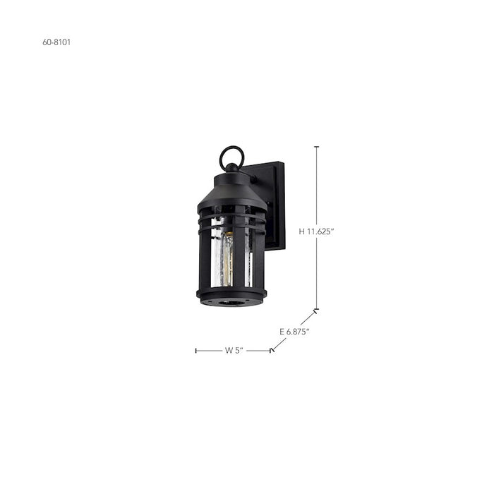 Nuvo Lighting Wilton 1 Light 5" Wall Lantern, Black/Clear Seeded