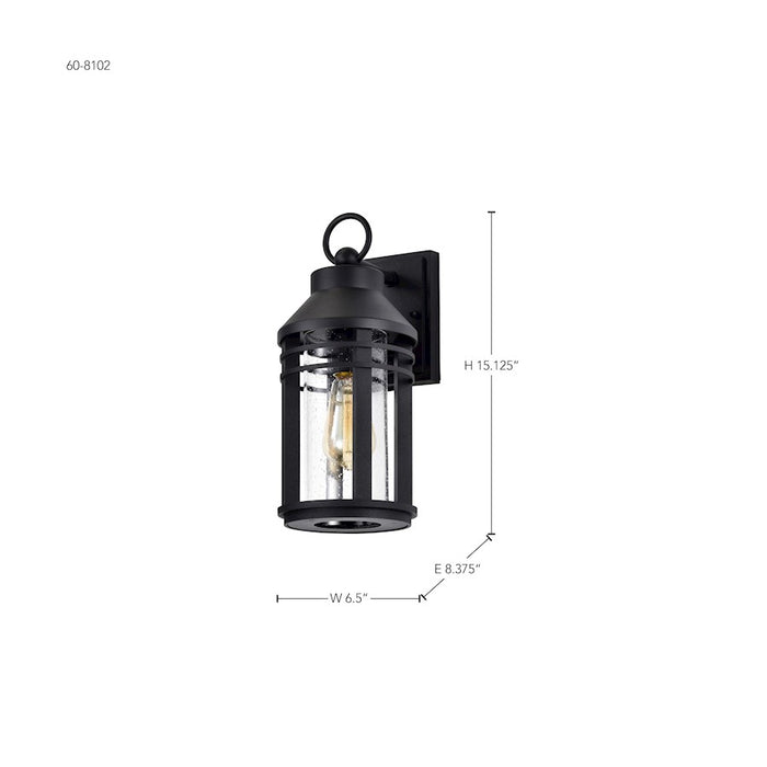 Nuvo Lighting Wilton 1 Light 6.5" Wall Lantern, Black/Clear Seeded