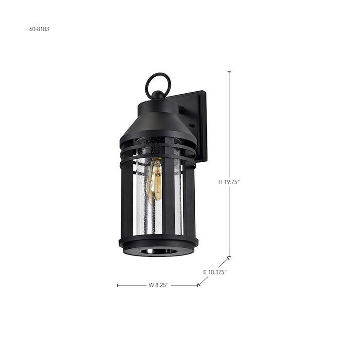 Nuvo Lighting Wilton 1 Light 8" Wall Lantern, Black/Clear Seeded