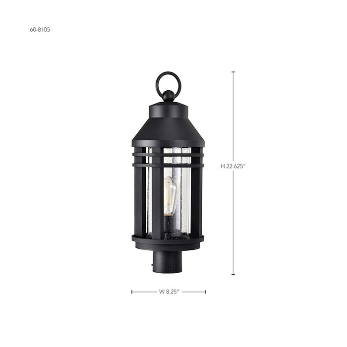 Nuvo Lighting Wilton 1 Light 8" Post Top, Black/Clear Seeded Glass