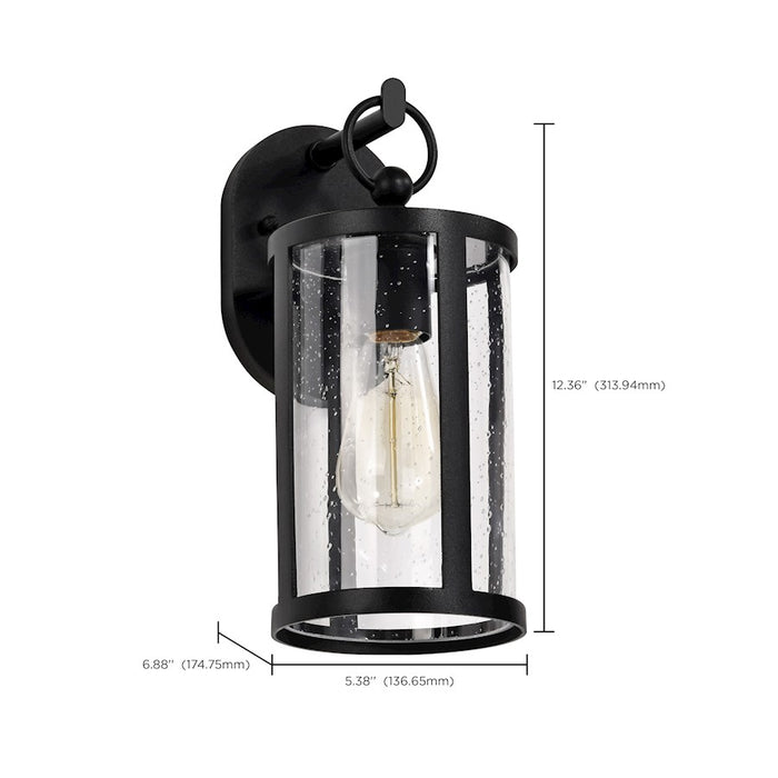 Nuvo Lighting Broadstone 1Lt 5" Wall Lantern, Black/Clear Seeded