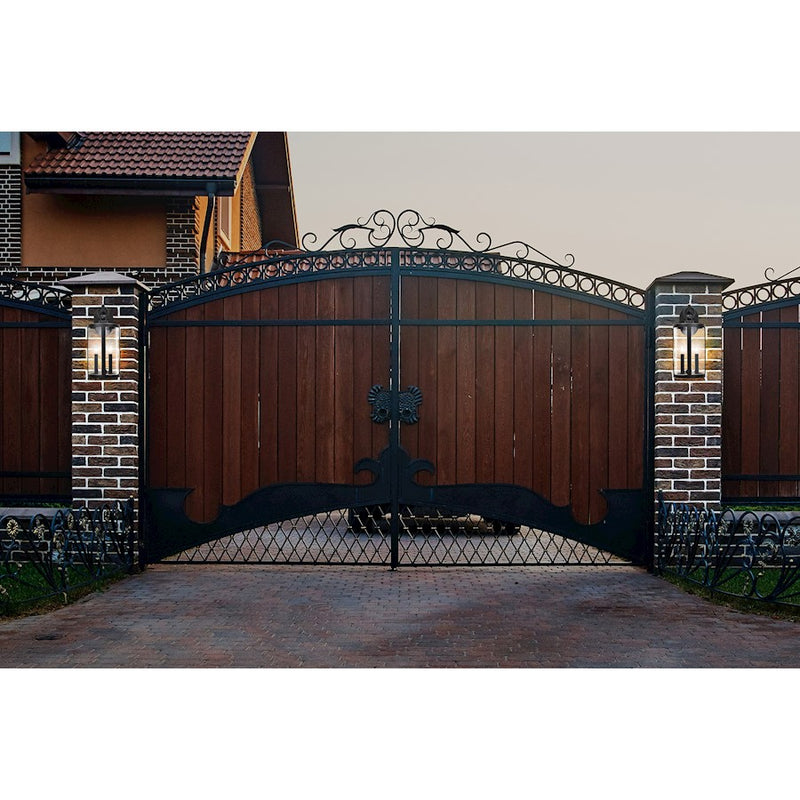 Nuvo Broadstone 7in 2-Light Outdoor Wall Lantern | Transitional Matte Black Die-Cast Aluminum and Clear Seeded Glass | Entryway & Covered | Model 60-8112