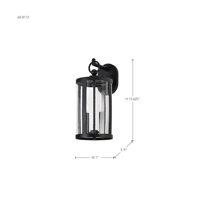 Nuvo Lighting Broadstone 2Lt 7" Wall Lantern, Black/Clear Seeded