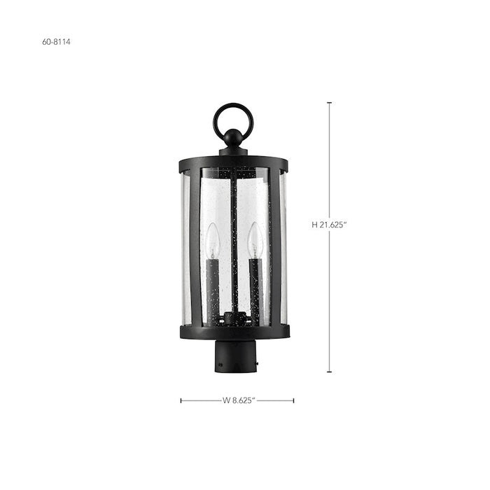 Nuvo Lighting Broadstone 2 Light 9" Post Top, Black/Clear Seeded Glass