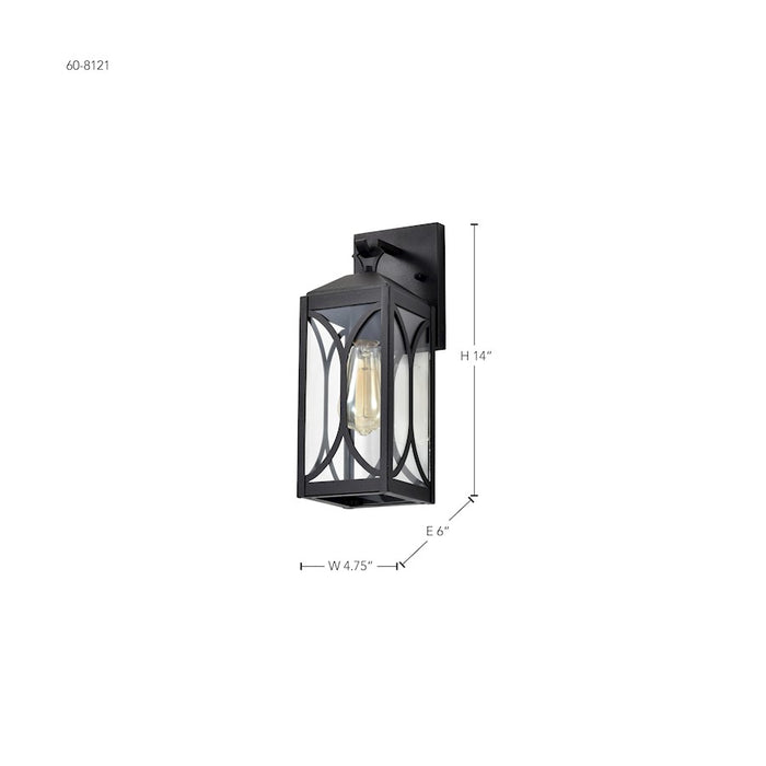 Nuvo Lighting Oaklyn 1 Light 5" Wall Lantern, Black/Clear Glass