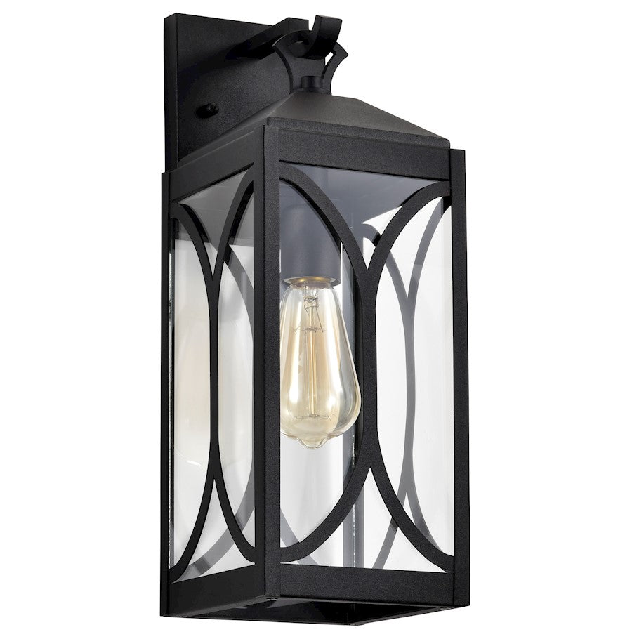 Nuvo Lighting Oaklyn 1 Light 6" Wall Lantern, Black/Clear Glass - 60-8122