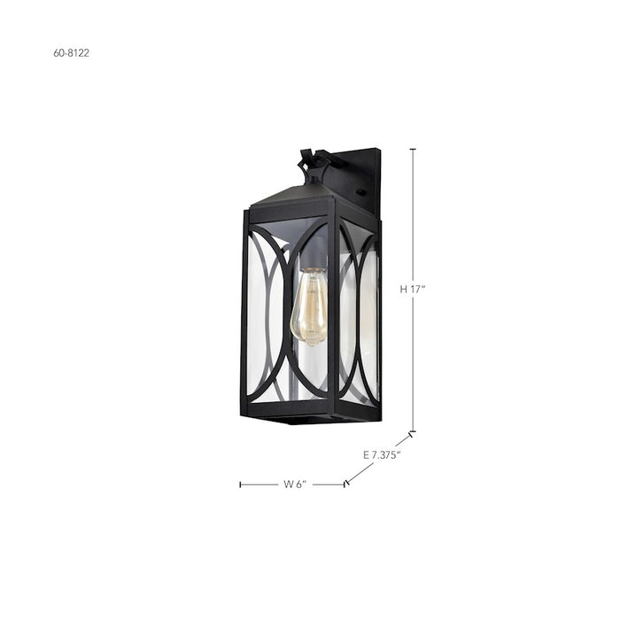 Nuvo Lighting Oaklyn 1 Light 6" Wall Lantern, Black/Clear Glass