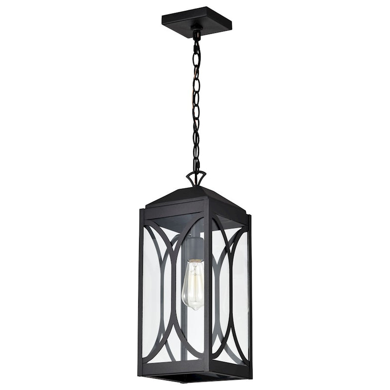 Nuvo Lighting Oaklyn 1 Light 8" Hanging Lantern, Black/Clear Glass - 60-8125