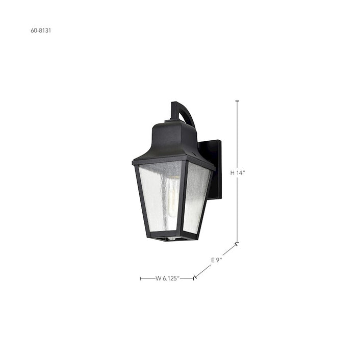 Nuvo Lighting Lawrence 1 Light 14" Wall Lantern, Black/Clear Seeded