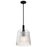Nuvo Lighting Grayson Large Pendant, Matte Black/Clear Ribbed Glass