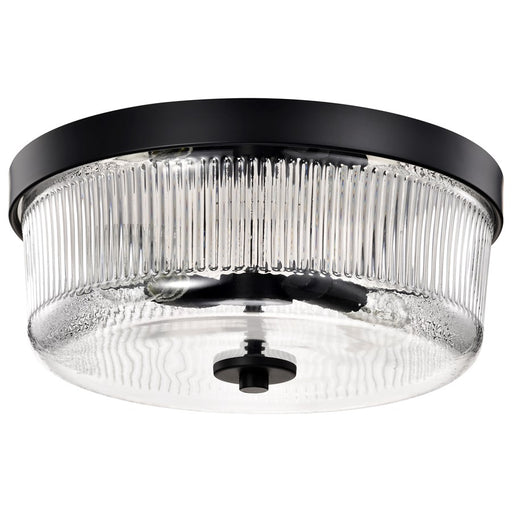Nuvo Lighting Grayson Small Flush Mount, Black/Clear Ribbed Glass - 60-8608