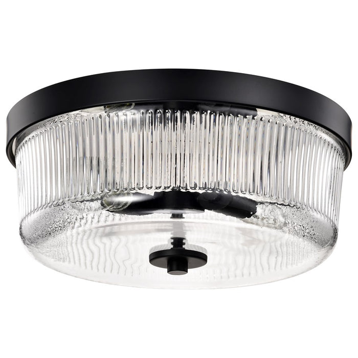 Nuvo Lighting Grayson Small Flush Mount, Black/Clear Ribbed Glass - 60-8608