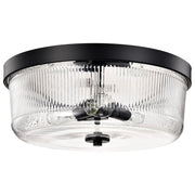 Nuvo Lighting Grayson Large Flush Mount, Black/Clear Ribbed Glass - 60-8609
