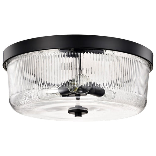 Nuvo Lighting Grayson Large Flush Mount, Black/Clear Ribbed Glass - 60-8609