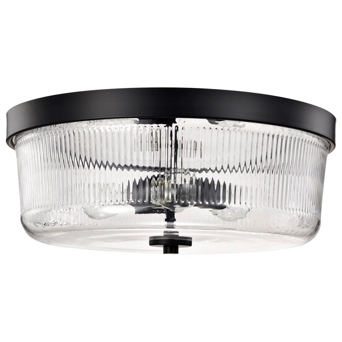 Nuvo Lighting Grayson Large Flush Mount, Black/Clear Ribbed Glass
