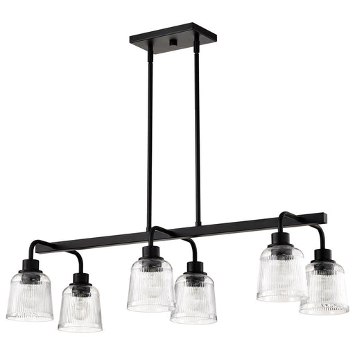 Nuvo Lighting Grayson 6 Lt Island Pendant, Black/Clear Ribbed Glass - 60-8610