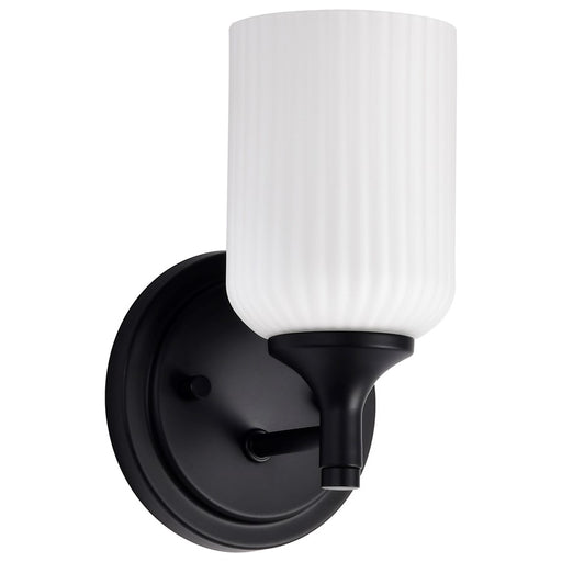 Nuvo Lighting Solara 1Lt Wall Sconce, Matte Black/Frosted Ribbed Glass - 60-8641