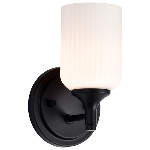 Nuvo Lighting Solara 1Lt Wall Sconce, Matte Black/Frosted Ribbed Glass