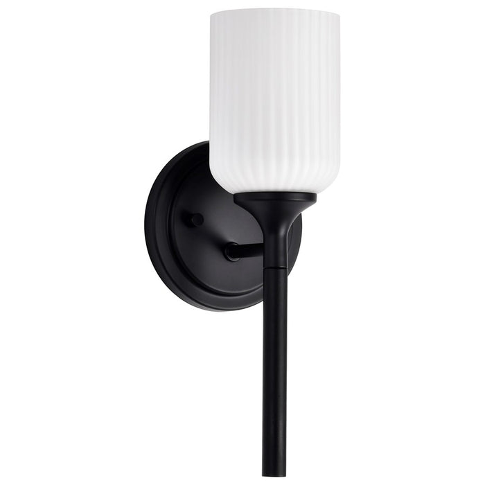Nuvo Lighting Solara 1Lt Wall Sconce, Matte Black/Frosted Ribbed Glass