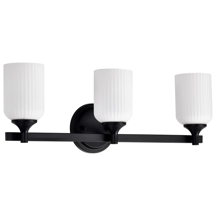 Nuvo Lighting Solara 3 Lt Vanity, Matte Black/Frosted Ribbed Glass - 60-8643