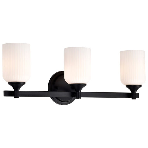 Nuvo Lighting Solara 3 Lt Vanity, Matte Black/Frosted Ribbed Glass