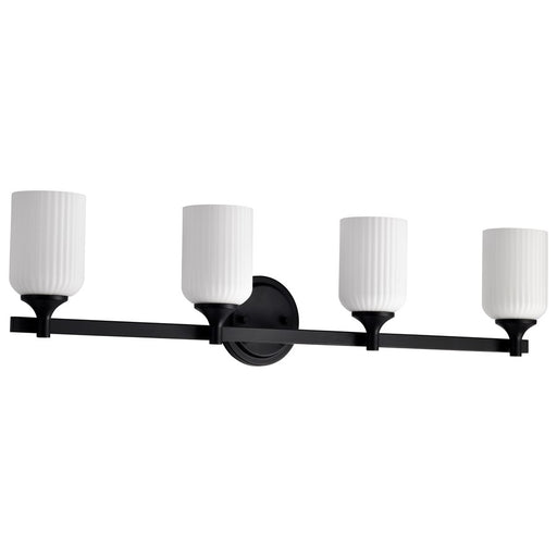 Nuvo Lighting Solara 4 Light Vanity, Matte Black/Frosted Ribbed Glass - 60-8644