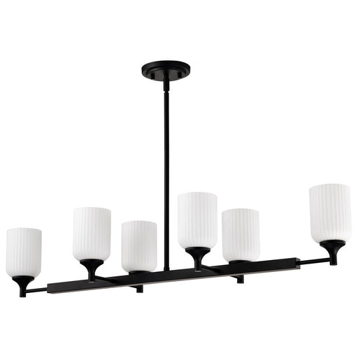 Nuvo Lighting Solara 6 Lt Island Pendant, Black/Frosted Ribbed Glass - 60-8649