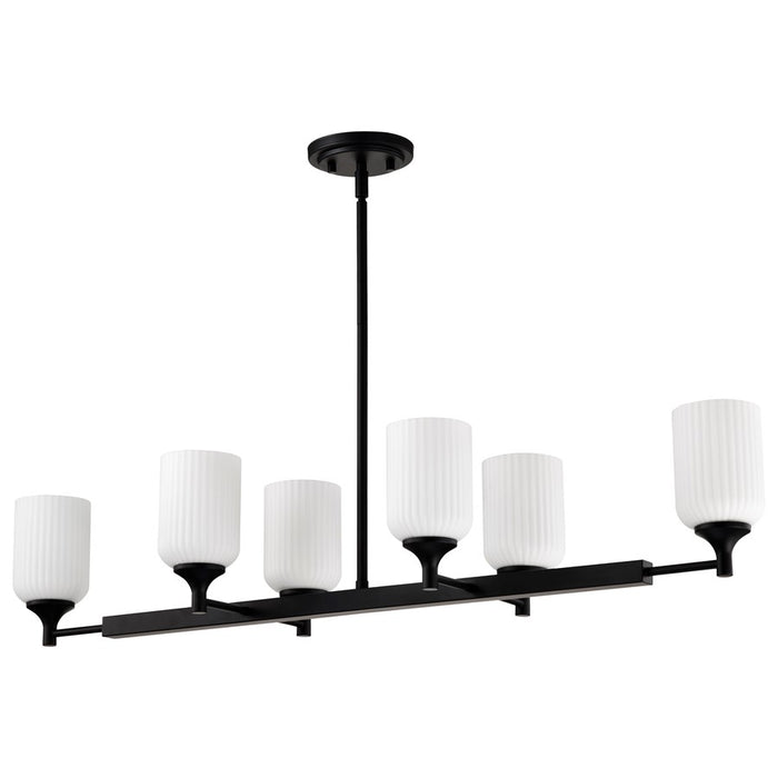 Nuvo Lighting Solara 6 Lt Island Pendant, Black/Frosted Ribbed Glass - 60-8649