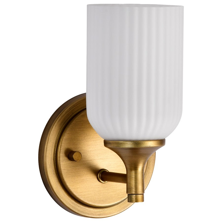 Nuvo Lighting Solara 1 Lt Wall Sconce, Brass/Frosted Ribbed Glass - 60-8661