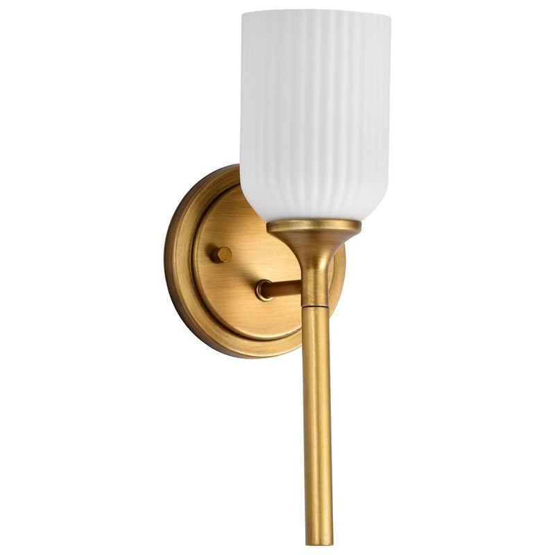 Nuvo Lighting Solara 1 Lt Wall Sconce, Brass/Frosted Ribbed Glass
