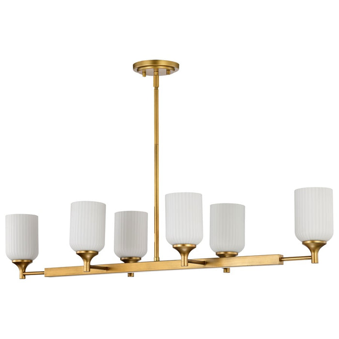 Nuvo Lighting Solara 6 Lt Island Pendant, Brass/Frosted Ribbed Glass - 60-8669