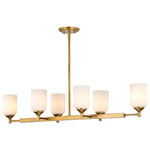 Nuvo Lighting Solara 6 Lt Island Pendant, Brass/Frosted Ribbed Glass