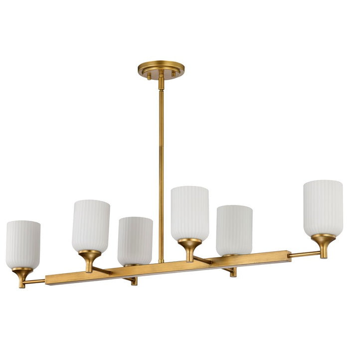 Nuvo Lighting Solara 6 Lt Island Pendant, Brass/Frosted Ribbed Glass