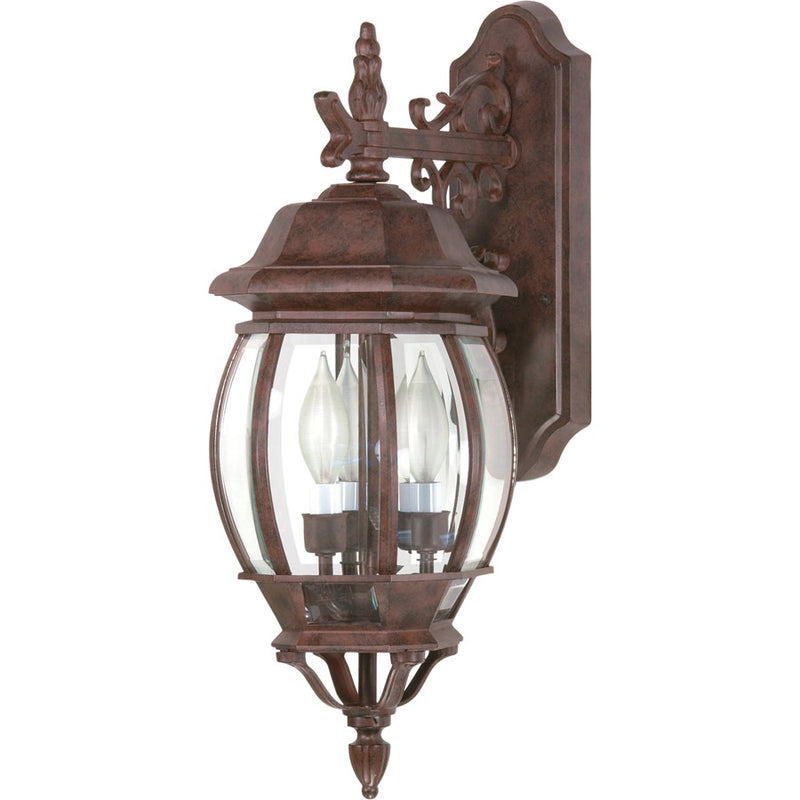 Nuvo Central Park 22in 3-Light Outdoor Wall Lantern | Traditional Old Bronze and Clear Beveled Glass | Covered Outdoor Entryway & Patio | Model 60-892