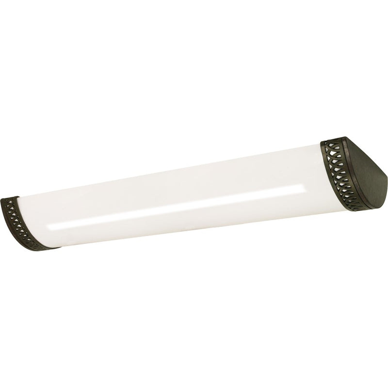 Nuvo Rustica 50in 3-Light Fluorescent Flush Mount | Transitional Old Bronze and White Plastic Shade | Damp Location Kitchen & Laundry | 50 | Model 60-927R