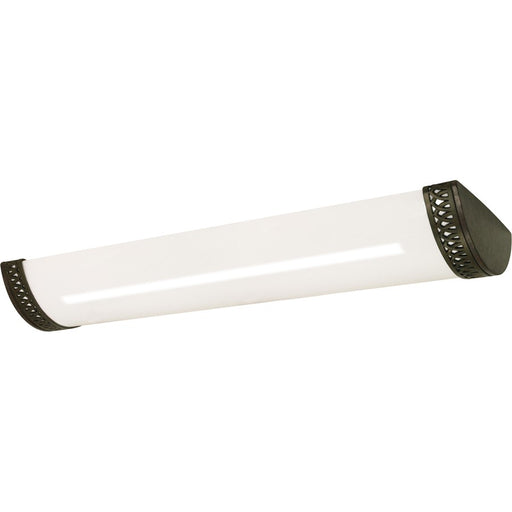 Nuvo Rustica 50in 3-Light Fluorescent Flush Mount | Transitional Old Bronze and White Plastic Shade | Damp Location Kitchen & Laundry | 50 | Model 60-927R