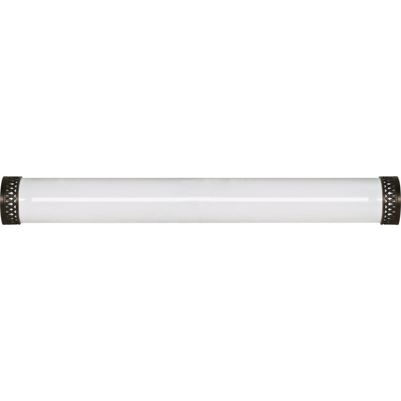 Nuvo Rustica 49in 2-Light Vanity Light | Transitional Brushed Nickel and White Plastic Shade | Bathroom Vanity | 49 x 5.5 x 3 in | Model 60-928R