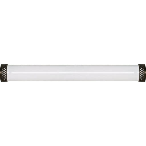 Nuvo Rustica 49in 2-Light Vanity Light | Transitional Brushed Nickel and White Plastic Shade | Bathroom Vanity | 49 x 5.5 x 3 in | Model 60-928R