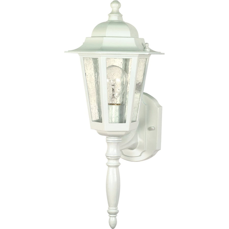 Nuvo Cornerstone 18in 1-Light Outdoor Wall Lantern | Industrial Black and Clear Seed Glass | Covered Patios & Entryways | 7 x 18 x 11 in | Model 60-985