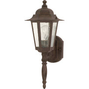 Nuvo Cornerstone 18in 1-Light Outdoor Wall Lantern | Industrial Black and Clear Seed Glass | Covered Patios & Entryways | 7 x 18 x 11 in | Model 60-986