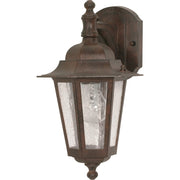 Nuvo Cornerstone 13in 1-Light Outdoor Wall Lantern | Industrial Black and Clear Seed Glass | Covered Patio & Entryway | 7 x 13 x 4 in | Model 60-989